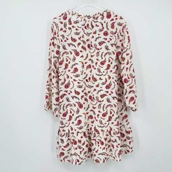 Old Navy Size Small Long Sleeve Tie Neck Cream & Pink Floral Paisley Midi Dress - Picture 10 of 10